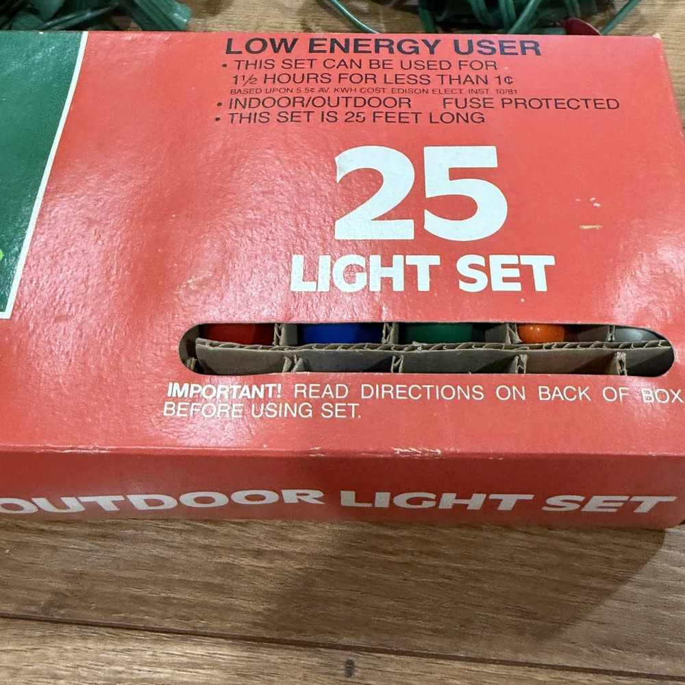 Christmas String Light Set NEW Vintage Multi Color Ceramic Bulbs X3 Strands - Picture 2 of 4